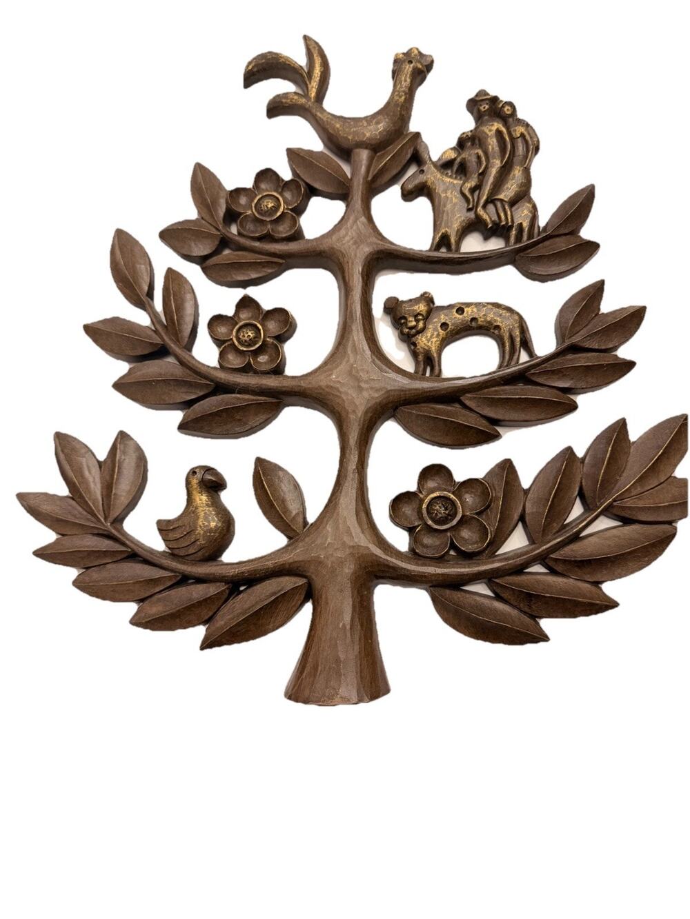 Vtg 1969 Homco Tree Of Life Folk Art Wall Hanging Decor MCM Hollywood Regency